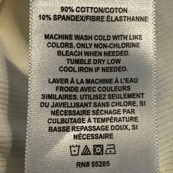 LIKE NEW! EXPRESS Ruffle Sleeve Ribbed Short Sleeve T-Shirt in Cream Siz… - Picture 7 of 8